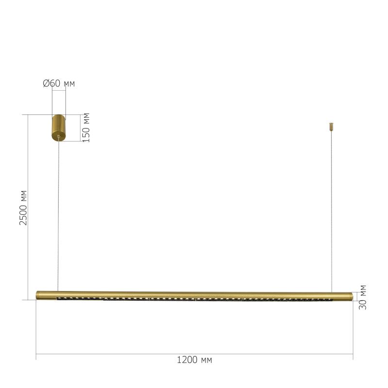 Линейный светильник 120*10*120 см, 1*LED*28W, 4000K, ST-Luce PARILLA SL6238.313.01, латунный