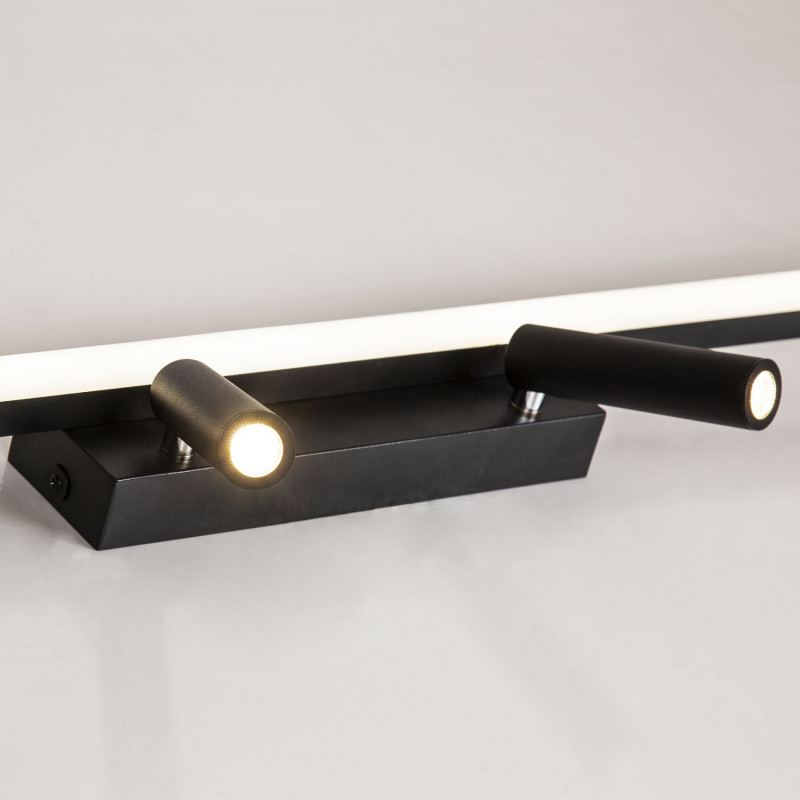 Подсветка 120 см Favourite Reticenza 4089-3C, L1200*W65*H150, каркас черного цвета, два источника света - профиль со встроенной лентой-LED и два поворотных спота LED, пульт дистанционного управления в комплекте