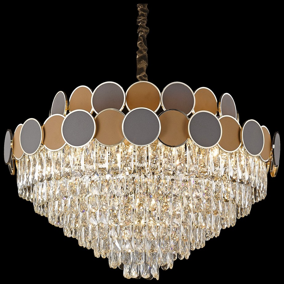 Светильник подвесной Wertmark Oriana WE145.21.303, 80*80 см, золото, коричневый, серый