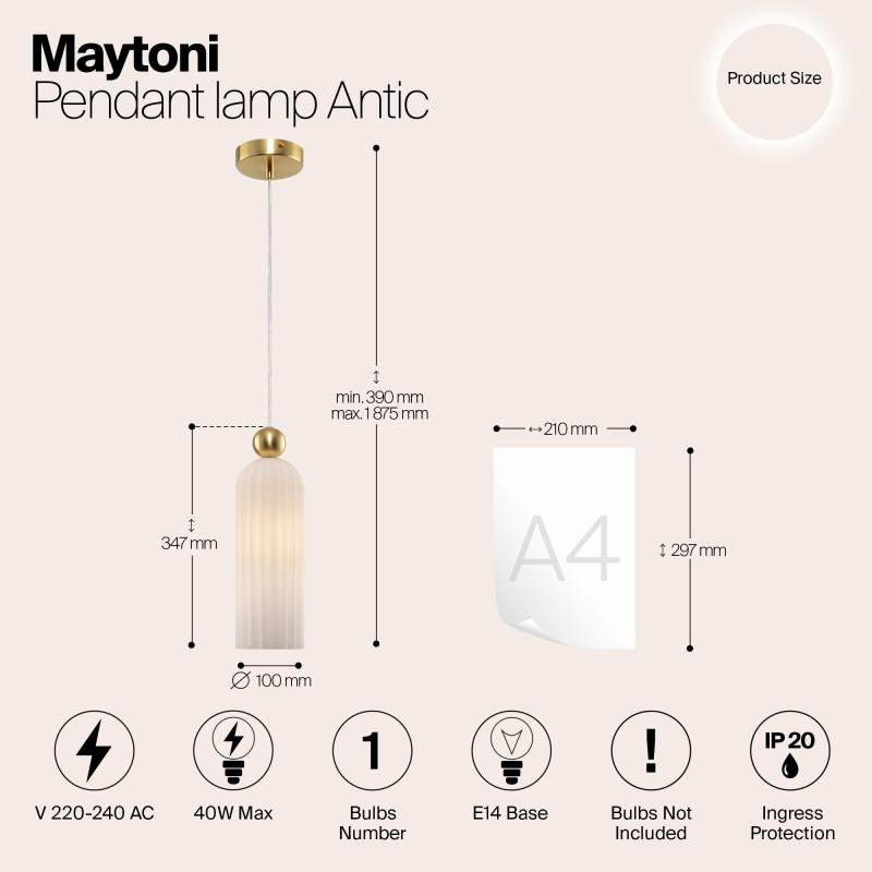 Светильник 10 см, Maytoni Antic MOD302PL-01W, латунь