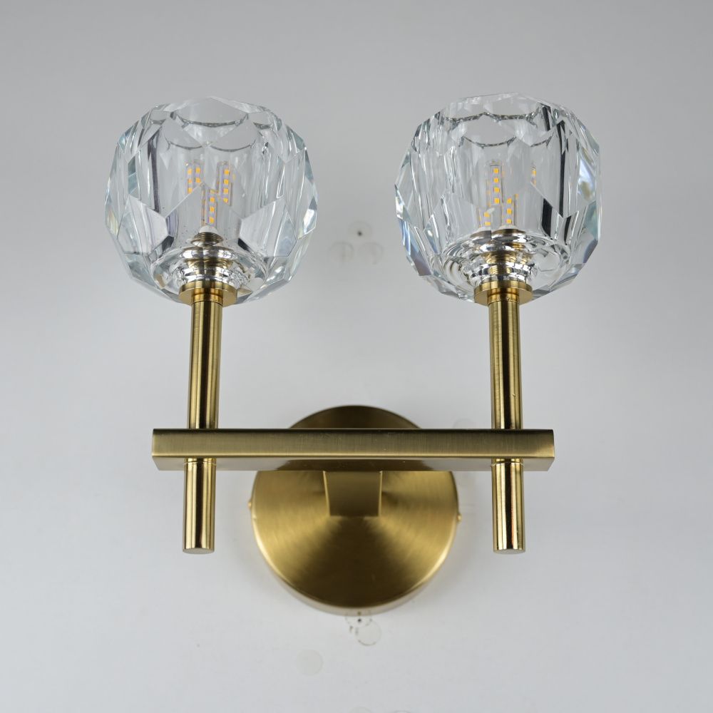 Бра Boule de Cristal Double Sconce Brass 16*13*22 см, 2*G9*40W, ImperiumLoft 44.233, Бронзовый