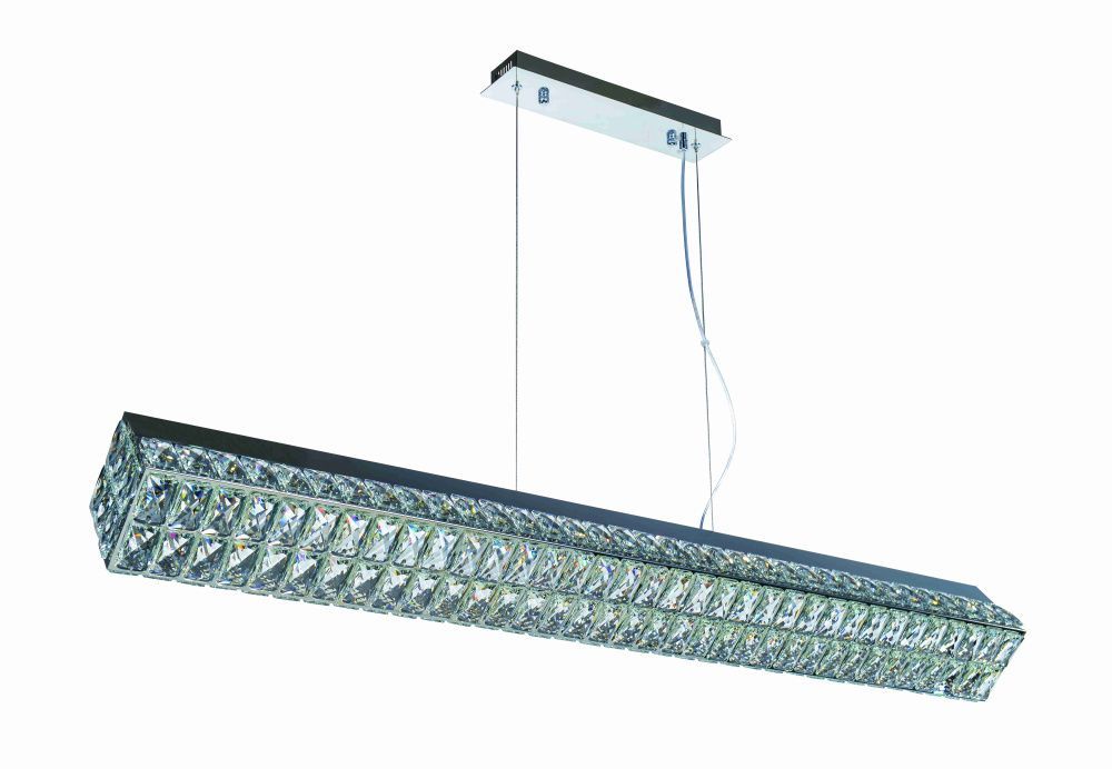Люстра L1200 мм, Светодиодная лента 49W NewRgy CHROME+CLEAR (Хром + Прозрачный Хрусталь) 2809R/49W CHROME+CLEAR