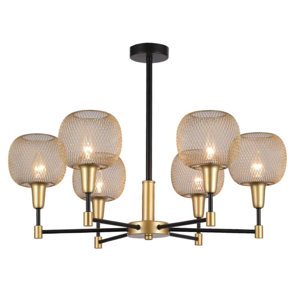 Люстра 68*68*46 см, 6*E14 Gerhort G11061/6BK+GD GD, Черный, золото