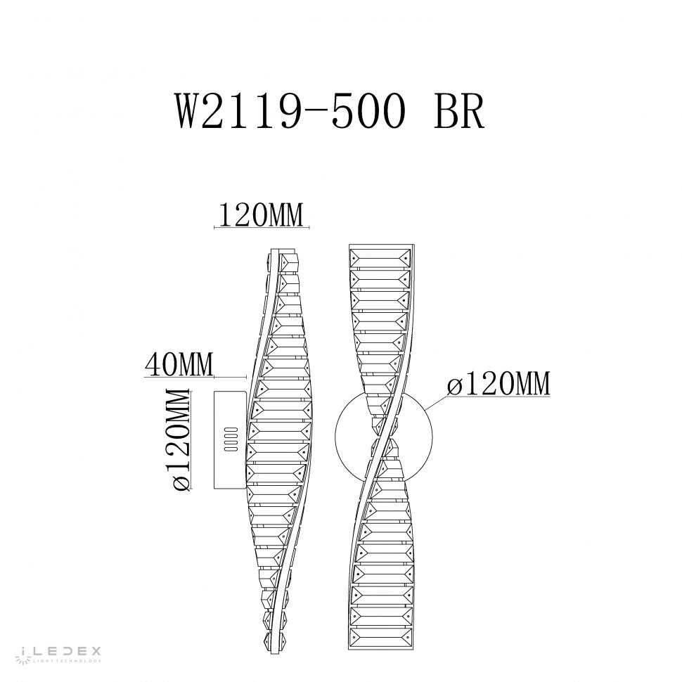 Бра 50*12- см, LED*9W, 4000K, iLedex Woodstock W2119-500 BR, Латунь