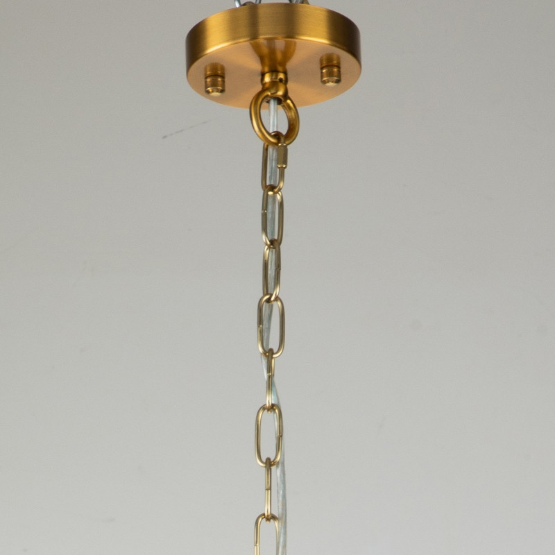 Подвесная люстра Favourite Opera 2994-10P, D980*H685/1680, латуни, декоративные металлические ленты темно-коричневого цвета, декоративные стеклянные шары на рожках, плафоны из ткани белого цвета