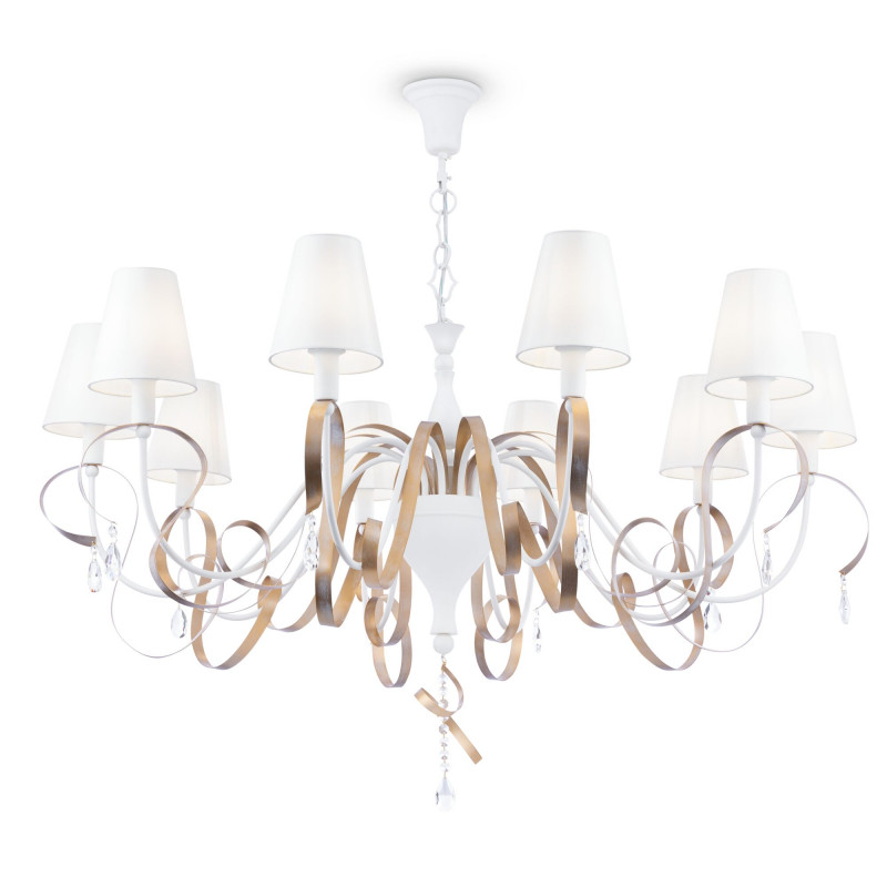 Подвесная люстра Maytoni Intreccio ARM010-10-W, диаметр 112 см, золото/белый