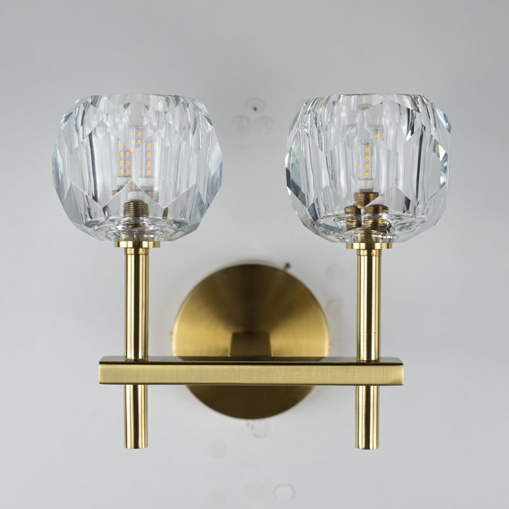 Бра Boule de Cristal Double Sconce Brass 16*13*22 см, 2*G9*40W, ImperiumLoft 44.233, Бронзовый