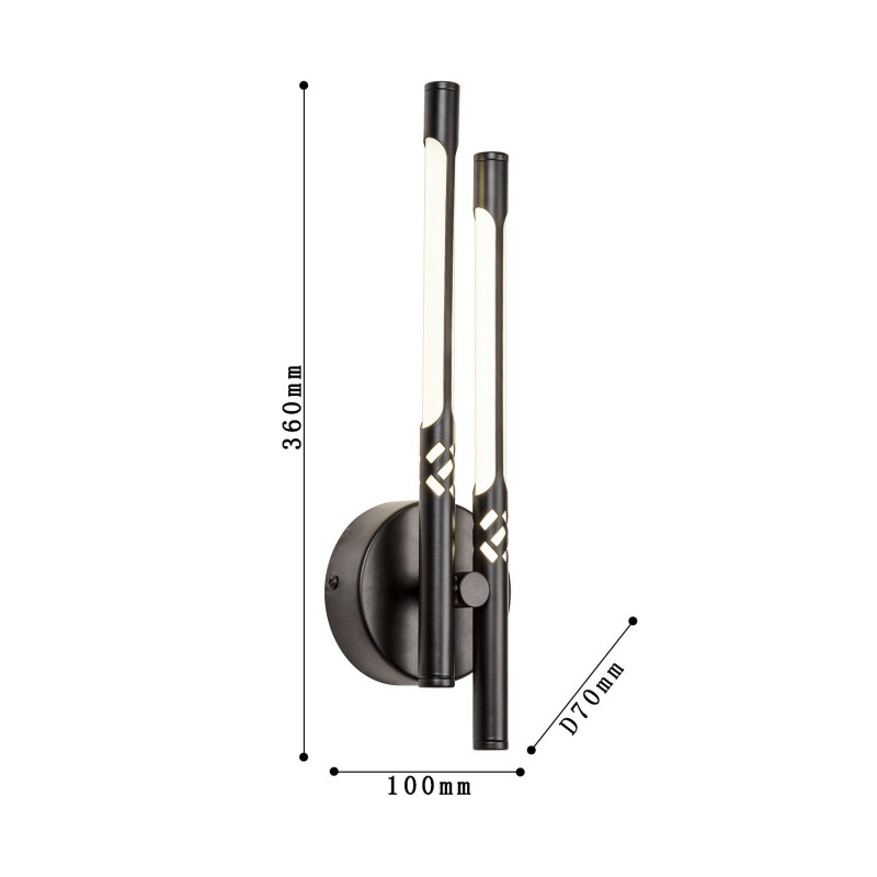 Бра Favourite Wand 4098-2W, D70*W100*H360, каркас матового черного цвета с декоративными узорными элементами, белые акриловые рассеиватели
