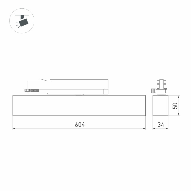 Светильник на шине Arlight 033698(1) 60,5*3,4*5 см, 25W, белый (теплый)K,