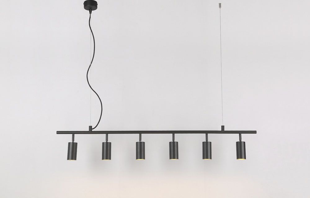 Светильник потолочный 120*5,6*150-200 см, 6*GU10*50W, Crystal Lux Rivo CLT 015C6 L1200 BL, Черный