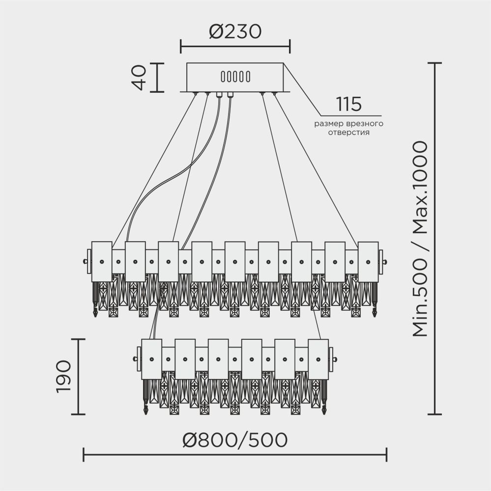 Подвесная люстра MODELUX premium ML.6980.800.500P GD