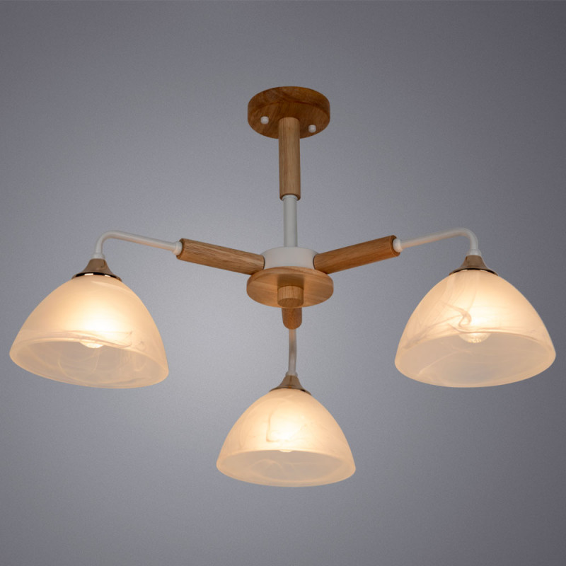 Потолочная люстра Arte Lamp Matthew A5032PL-3BR, диаметр 65 см, белый-дерево