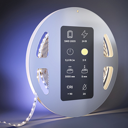 High CRI светодиодная лента Ultra 24В 2835 9,6Вт/м 3000К 5м IP20 201085 Maytoni  Led Strip, цена за метр, отгружается по  5 м