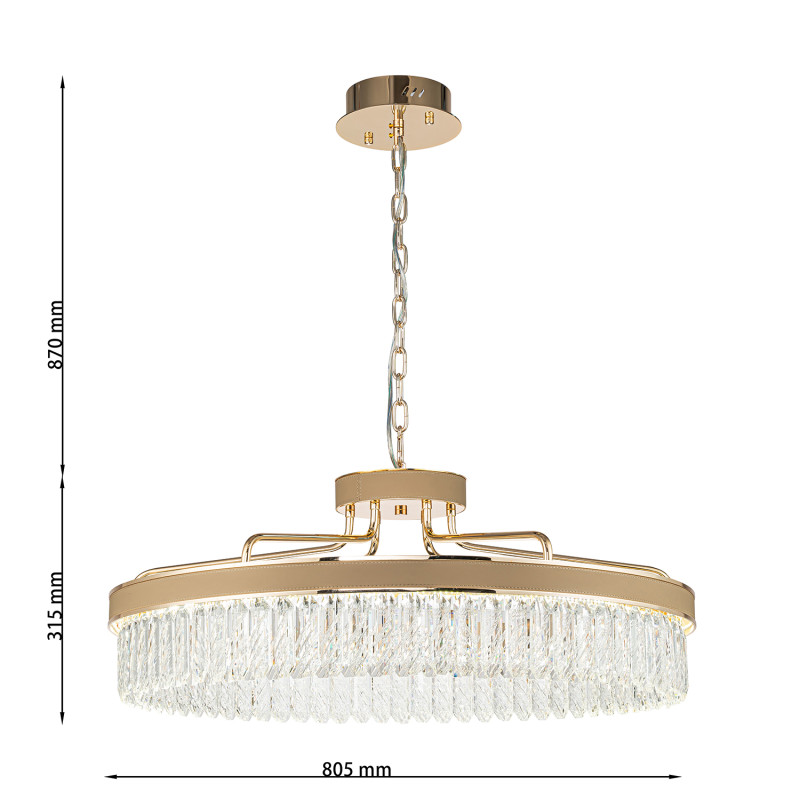 Подвесная люстра 80,5*118,5 см, 1*LED, 80W, 3000-6000К, Favourite Visconte 4304-8P латунный