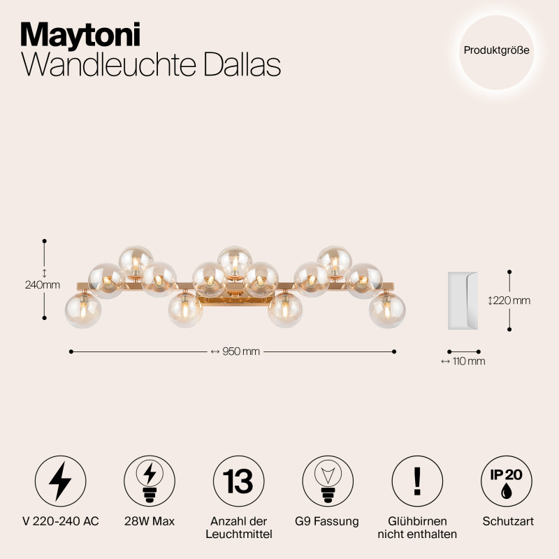 Бра Maytoni Dallas MOD547WL-13G, янтарный