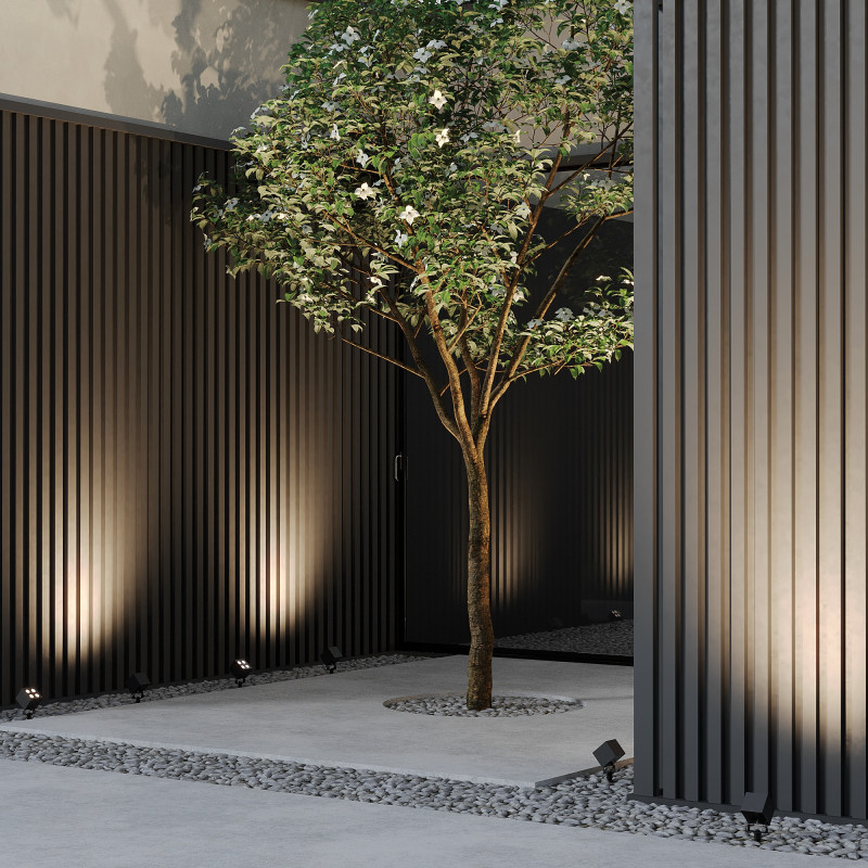 Ландшафтный светильник 9,5*8 см, LED 8W, 3000К, Черный Maytoni Ares O309FL-L8B3K