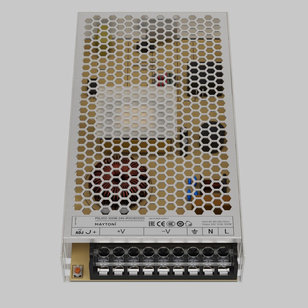 Блок питания PSL002 24V 300W IP 20 821020, 22*12*3 см, Maytoni Led Strip 821020, Серебро