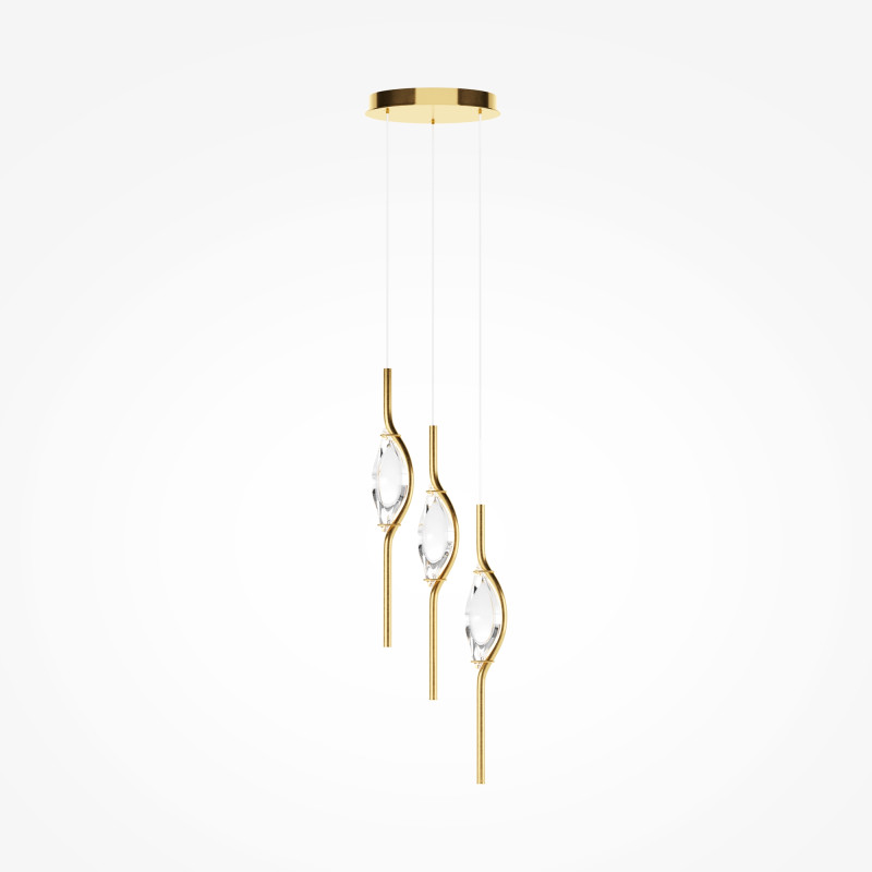 Каскадная люстра 30*30*365 см, LED, 3000К, Maytoni Foresight MOD347PL-L24BS3K латунный