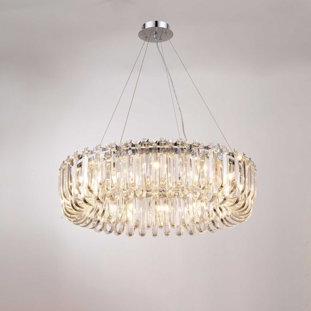Люстра Ø800 x H200 (1200), мм, 12*40W (480W), CHROME (Хром) NewRgy NW052-ф800*H200(1200) CHROME
