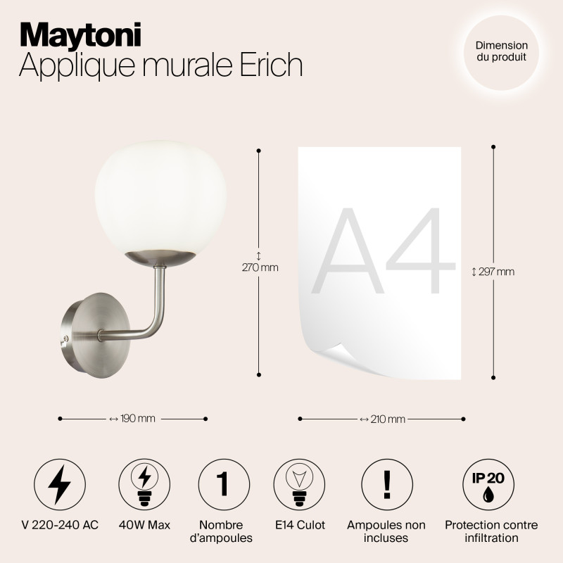 Бра Maytoni Erich MOD221-WL-01-N, никель