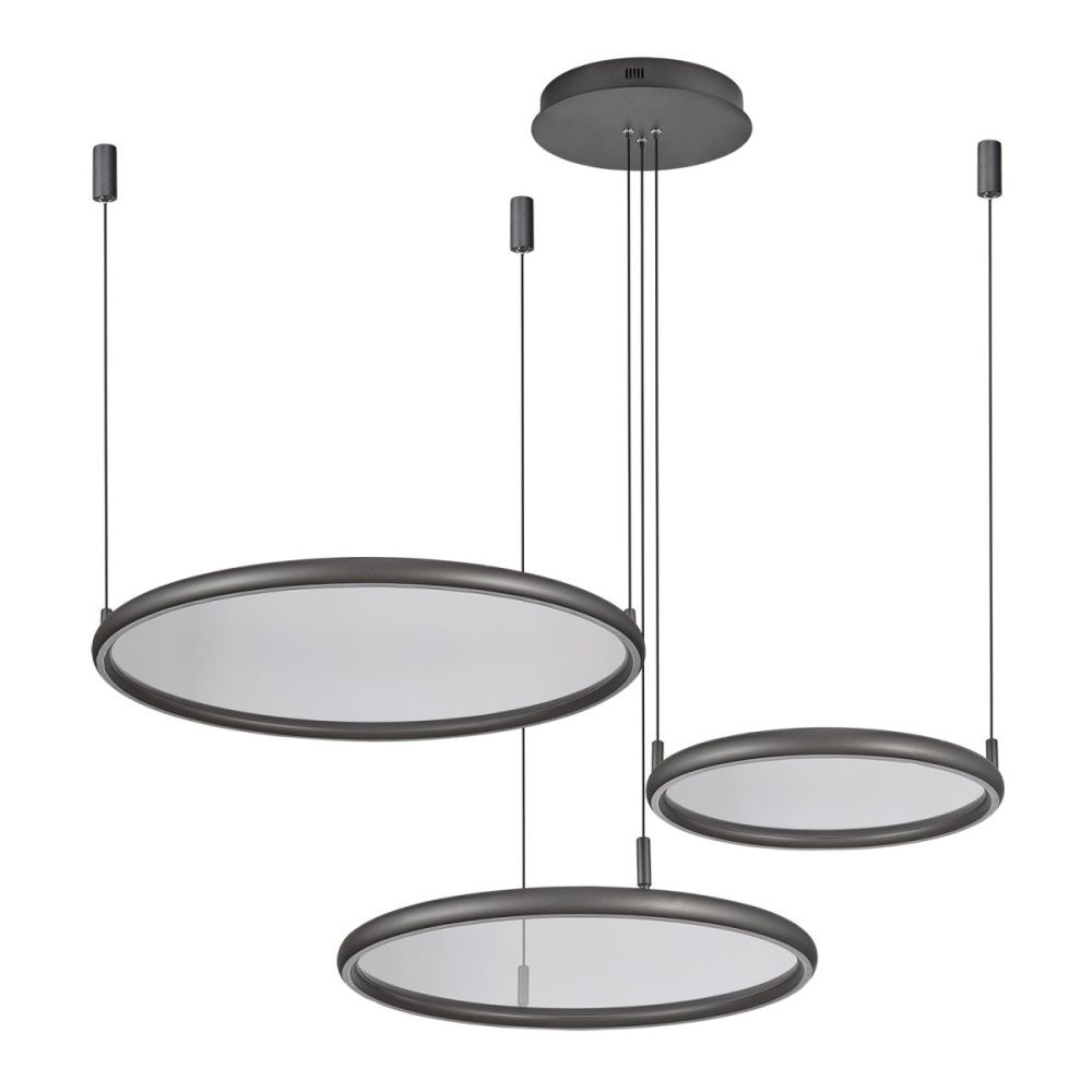 Подвесная люстра мультиплекс 100 см, 173W, 3000-5700K, Lussole Custer LSP-7424, серый