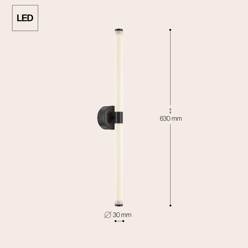 Бра 60 см, 16W, 3000K, Maytoni Axis MOD106WL-L16B3K, черный
