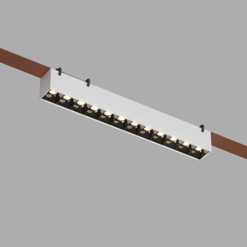 Трековый однофазный светильник 32 см, 12W, 3000K, Denkirs Belty Grill DK5571-WB, белый-черный