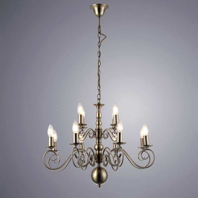 Подвесная люстра Arte Lamp A1129LM-12AB бронза, диаметр 62 см