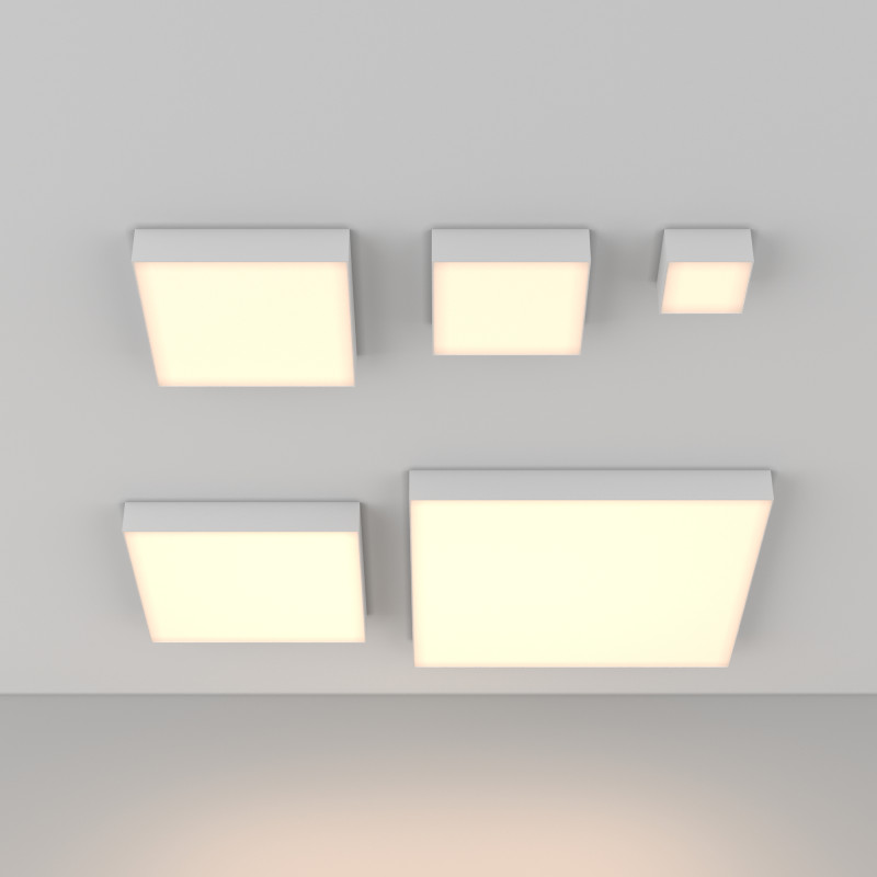 Накладной светильник 30*30*6 см, LED, 36W, 3000К, Maytoni Technical Zon C032CL-36W3K-SQ-W белый