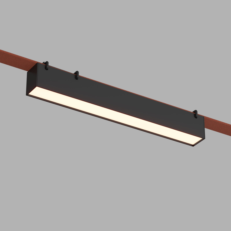 Трековый однофазный светильник 32 см, 12W, 3000K, Denkirs Belty Linear DK5575-BK, черный