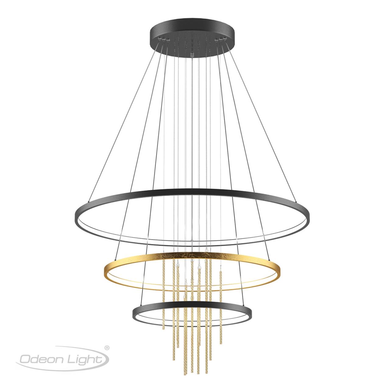 Светильник 81 см, 113W, 4000K Odeon Light Monica 3901/99L, черный-золото