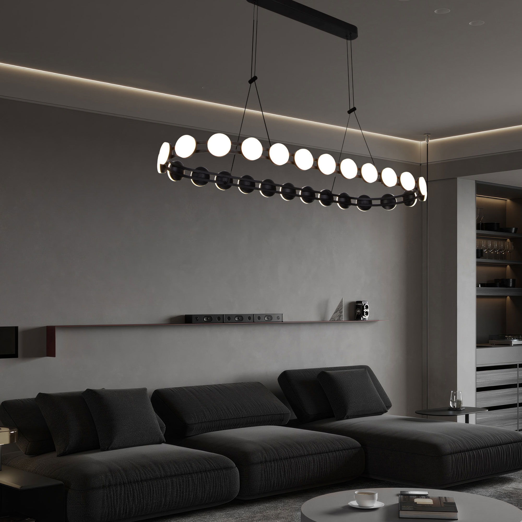 Подвесной светильник 110*39*150 см, *LED, 69W, 3000 Eurosvet Tapioca 90332/26, черный