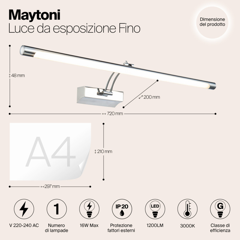Подсветка 72 см Maytoni Fino MIR003WL-L16CH, хром