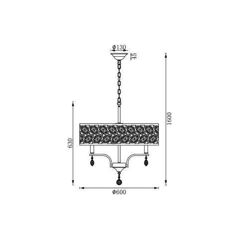 Подвесная люстра  60*160 см, 6*E14 античное серебро Vele Luce Rosa VL3216P06