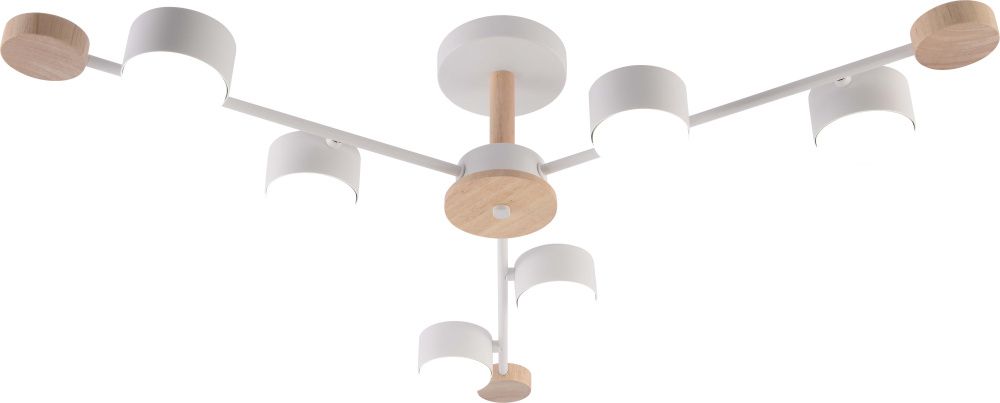 Люстра Ø840 x H175, мм, 6*15W (90W), BK+WOOD (Черный+Дерово) Rilon GX3751-6 WT+WOOD