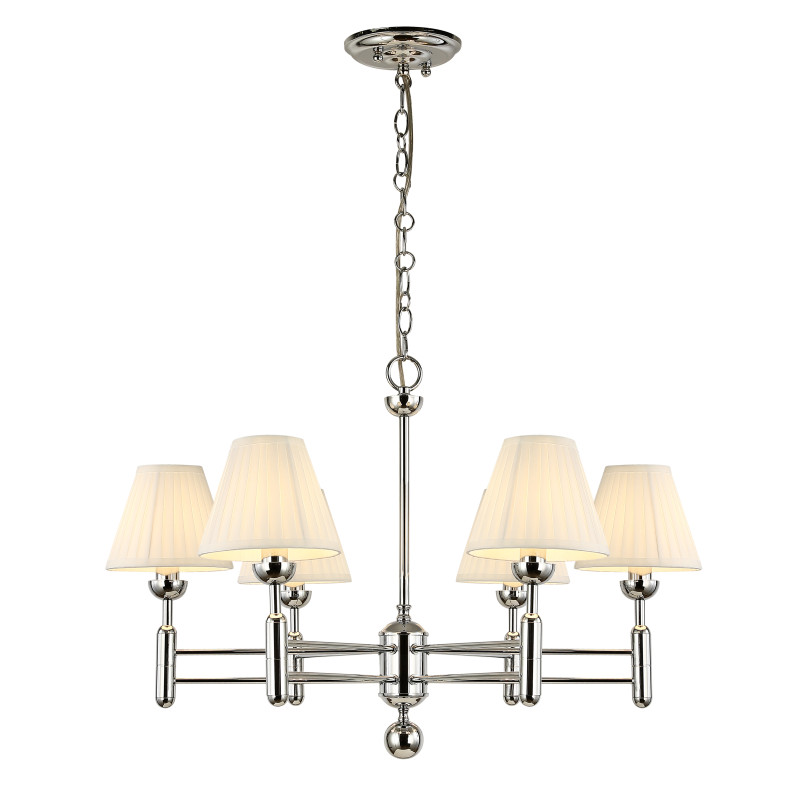 Подвесная люстра Favourite Avangard 2952-6P, D750*H510/1510, хром, плафоны из белой ткани