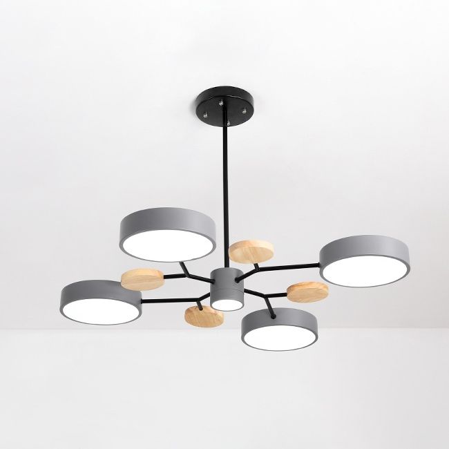 Люстра на штанге MEADE 5 lamps Grey 69*69*60 см, 5*LED*16W, 4000K, ImperiumLoft MEADE-01, Чёрный, Бежевый