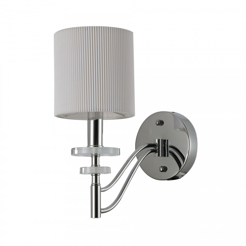 Бра Favourite Tesso 2680-1W, D240*W125*H260, хром, абажур из белой ткани, декоративные блюдца из прозрачного стекла