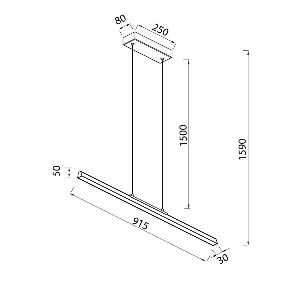 Подвесной светильник 91,5*8*15-159 см, *LED*36W, 3000K, Mantra Lineal MAN8956, белый