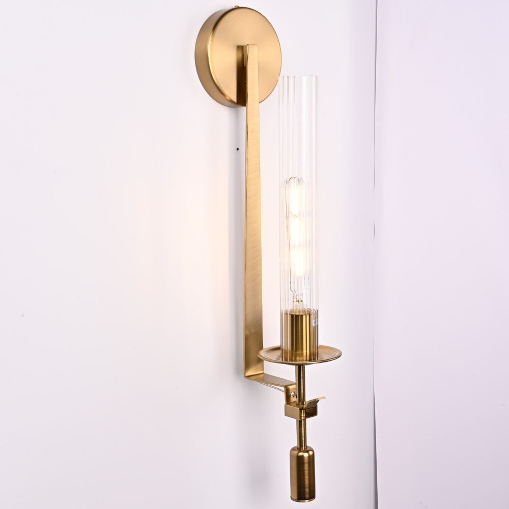 Бра Fontanelle Single Wall Lamp 15*11*58 см, 1*E27*60W, ImperiumLoft 44.442-0, Латунь