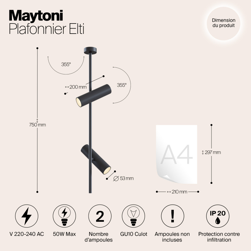 Подвесной светильник Maytoni Elti C021CL-02B черный