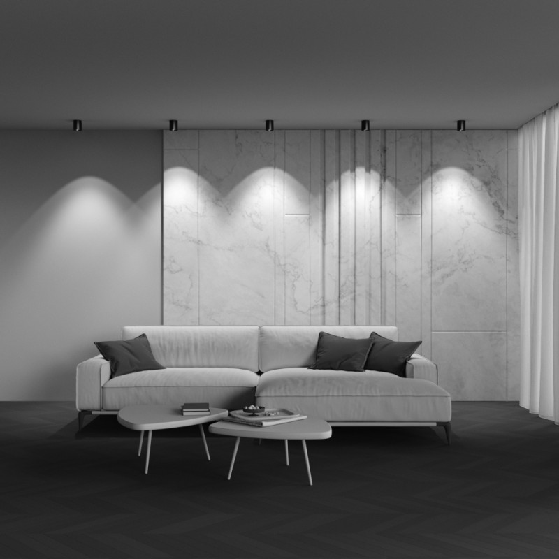 Накладной светильник 7,5*7,5*9 см,  LED, 12W, 3000К, Maytoni Technical Alfa LED C064CL-12W3K-RD-B черный