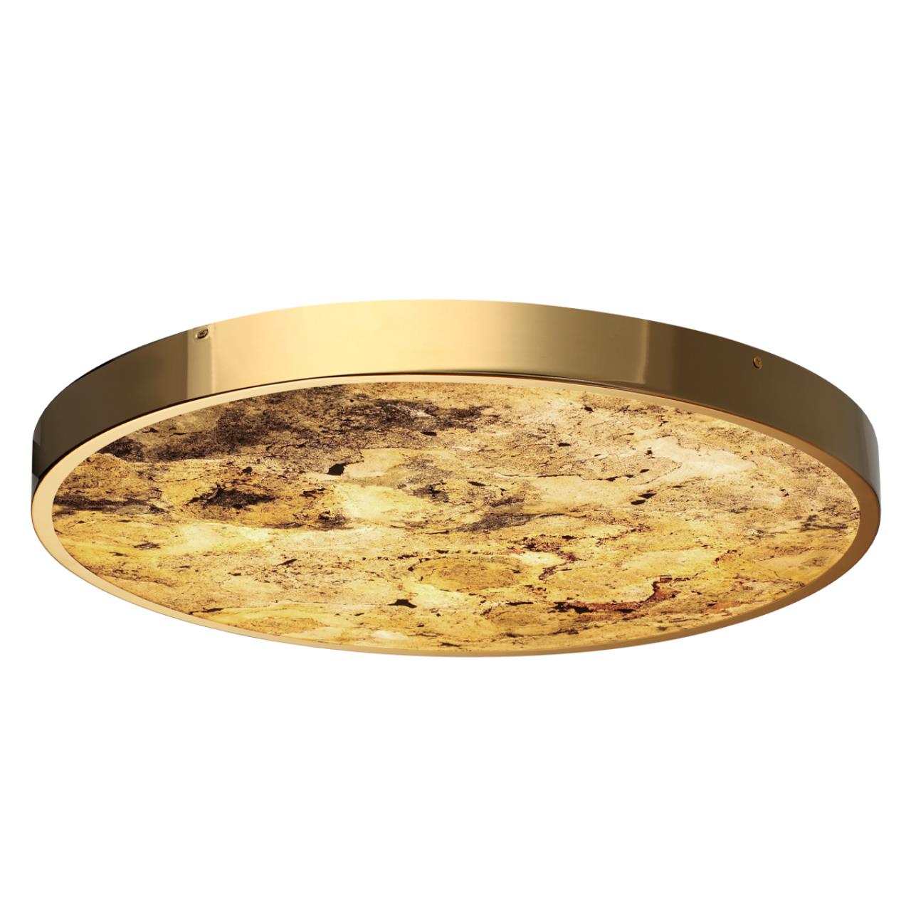 Настенно-потолочный светильник 60*60*5 см, LED 1*50W, 3000-4000-6000 К, Odeon Light Bergi 5079/50L, золотой глянцевый/серо-бежевый