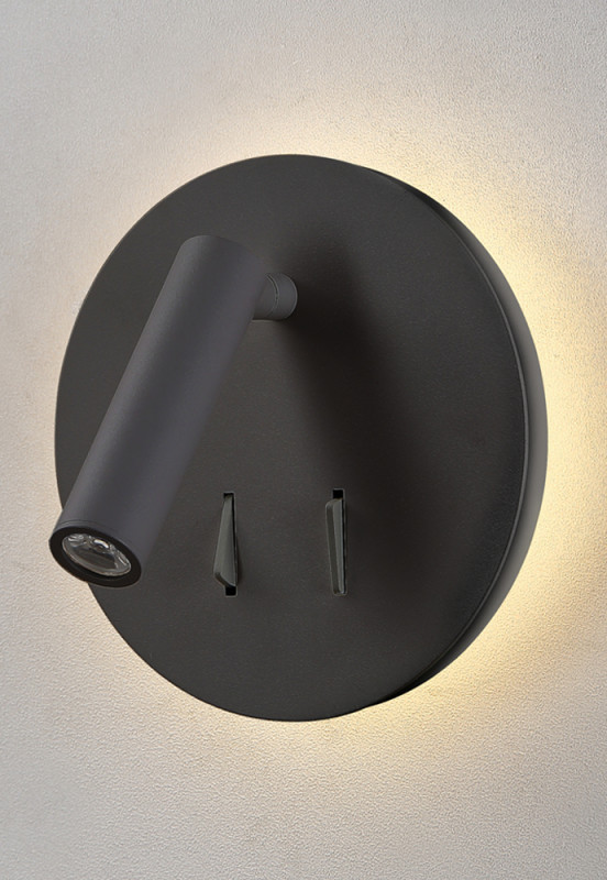 Настенный светильник 15 см, 1*3W/6W/9W, 3000K, Crystal Lux CLT 223W BL Черный