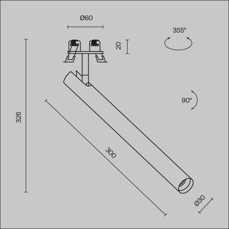 Встраиваемый светильник 3*3*32,6 см, LED, 6W, 3000К, Maytoni Technical Focus T C141RS-L300-6W3K-B черный