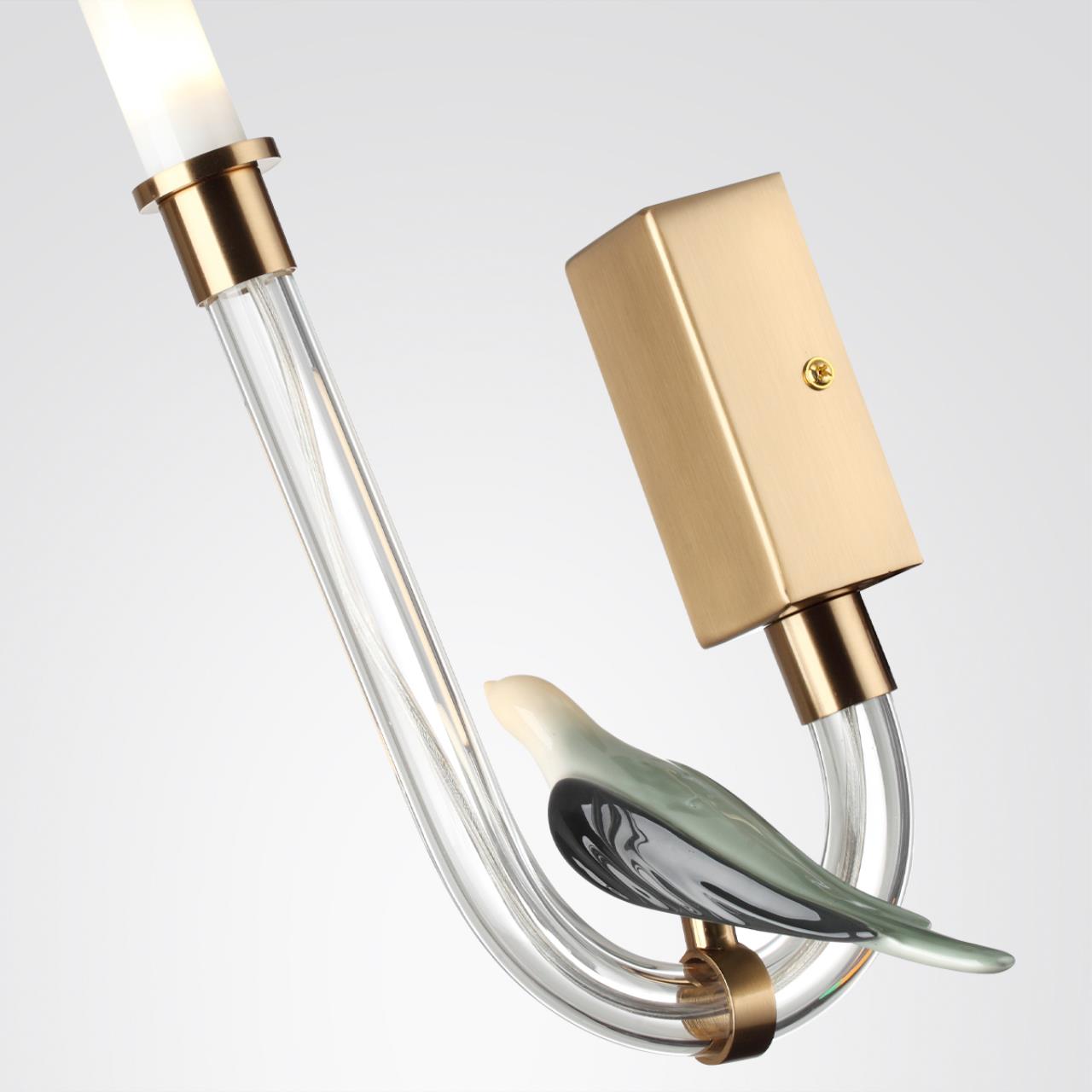 Бра 15,7*15,7*39,5 см, LED 1*2,5, 4000 К, Odeon Light Exclusive Lark 5431/2WL, золотой (под латунь)/бежевый/зеленый/белый градиент
