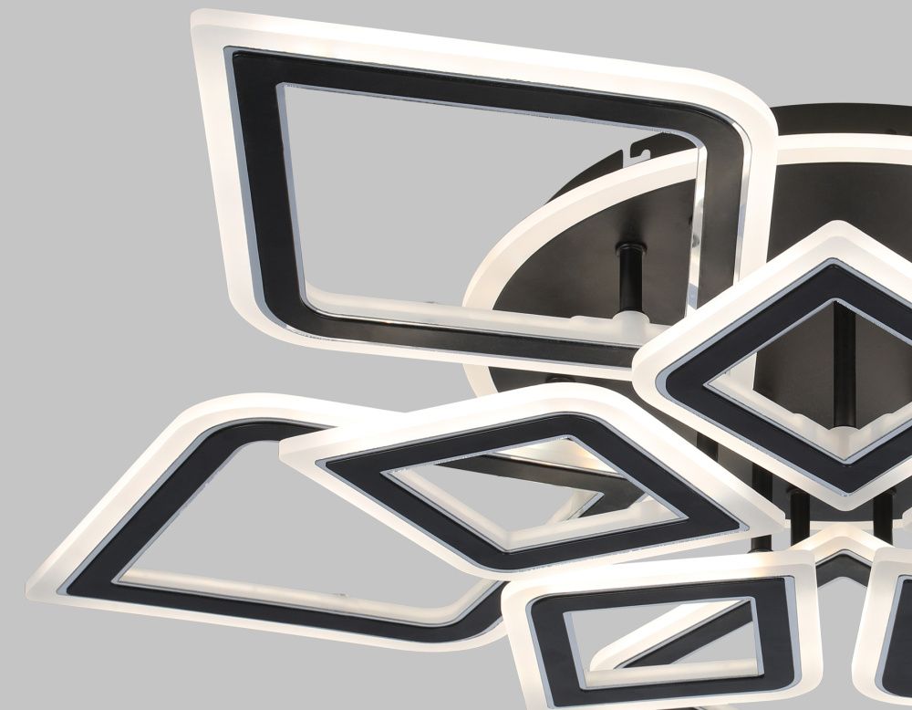 Потолочный светодиодный светильник с пультом 77*74*12- см, **W, 3000-6400K, Ambrella Light Acrylica FA8915, черный, хром