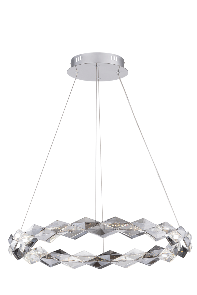 7278-6 CHROME+FINISH+CLEAR/SMOKY CRISTALL Люстра NW 21W 3000-6000K*LED, Ø600 x H70(1500), NewRgy CHROME+FINISH+CLEAR/SMOKY CRISTALL(ХРОМ +ДЫМЧАТЫЙ ХРУСТАЛЬ)