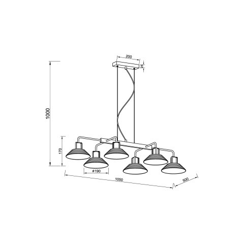 Подвесной светильник 50*105*100 см, 6*E27 черный, медь Vele Luce Intrigo VL5822P06