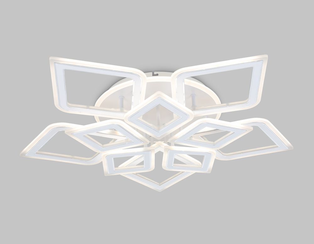 Потолочный светодиодный светильник с пультом 77*74*12- см, **W, 3000-6400K, Ambrella Light Acrylica FA8914, белый, хром